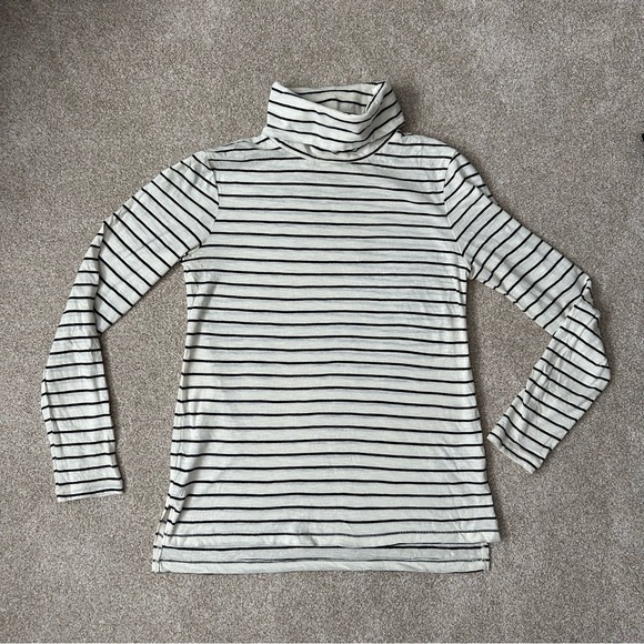 Madewell Striped Turtleneck Black Ivory 100% Cotton Size Small - Picture 4 of 8